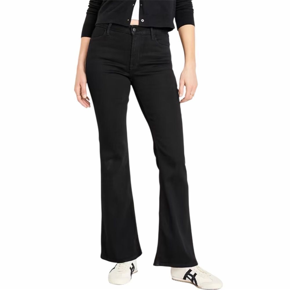 Old Navy Womens High-Waisted Wow Flare Jeans Black Sz 6 Tall NWOT